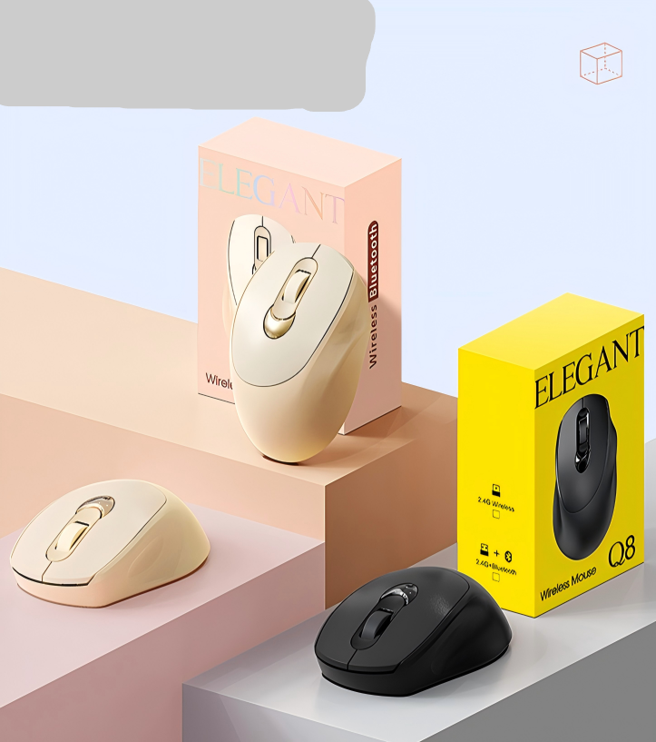 🖱️Q8 Wireless Silent Mouse – Silent, Rechargeable, Dual-Mode (Bluetooth + USB)