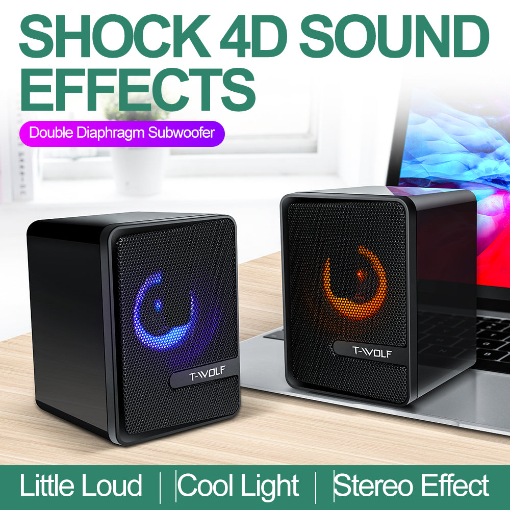 S3 RGB Wired Computer Speakers – Dual 3W Drivers, Compact Desktop PC Speakers with Breathing Lights