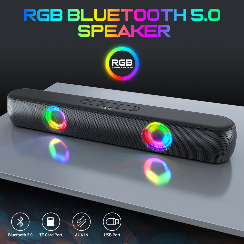 BT320 RGB Bluetooth Speaker – Dual 5W Stereo, TWS, Wireless Soundbar with Colorful Lights