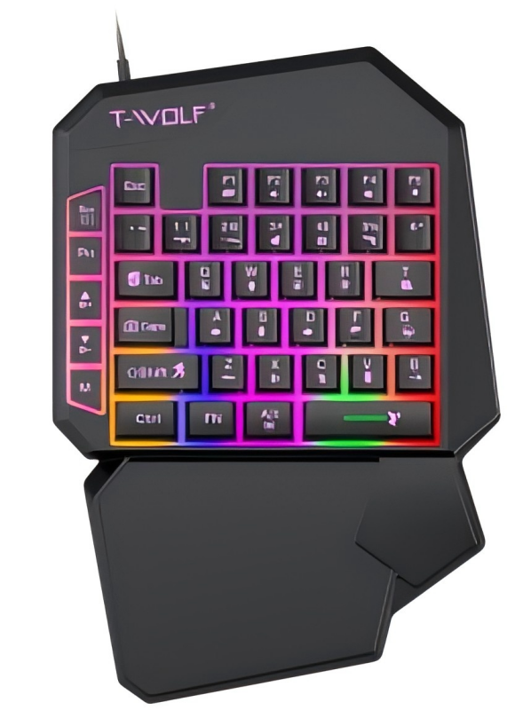 T19 One-Handed Gaming Keyboard – RGB Backlit, 40 Keys, Ergonomic Design