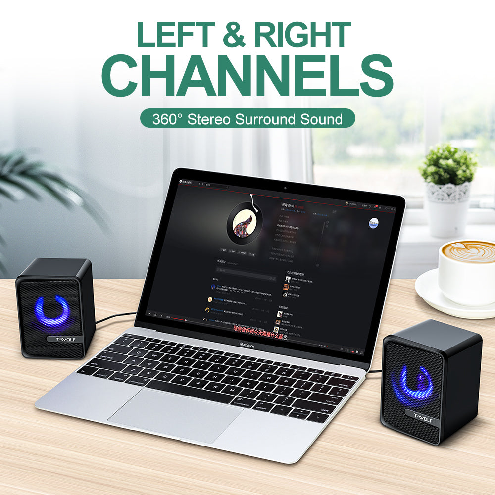 S3 RGB Wired Computer Speakers – Dual 3W Drivers, Compact Desktop PC Speakers with Breathing Lights