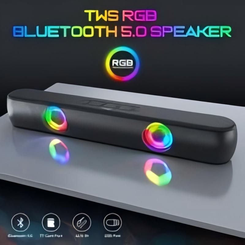 BT320 RGB Bluetooth Speaker – Dual 5W Stereo, TWS, Wireless Soundbar with Colorful Lights