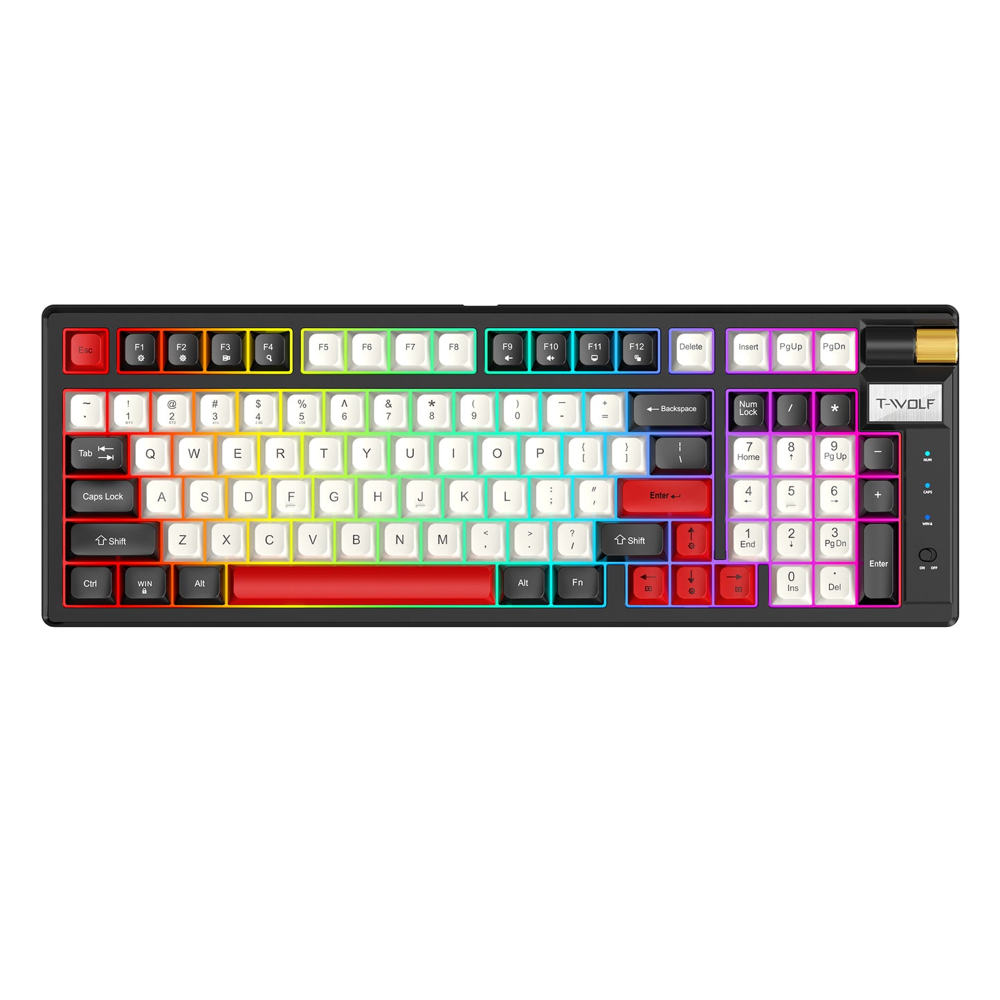 T70 Tri-Mode Mechanical Keyboard – Red Switch, RGB Backlit, Wired/Wireless/Bluetooth 3-in-1