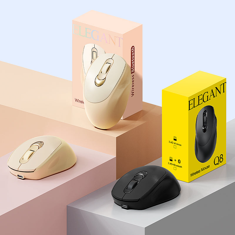 🖱️Q8 Wireless Silent Mouse – Silent, Rechargeable, Dual-Mode (Bluetooth + USB)