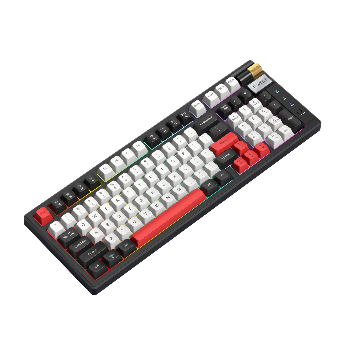 T70 Tri-Mode Mechanical Keyboard – Red Switch, RGB Backlit, Wired/Wireless/Bluetooth 3-in-1