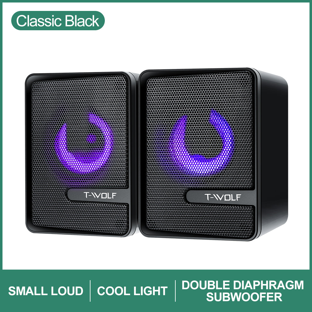 S3 RGB Wired Computer Speakers – Dual 3W Drivers, Compact Desktop PC Speakers with Breathing Lights