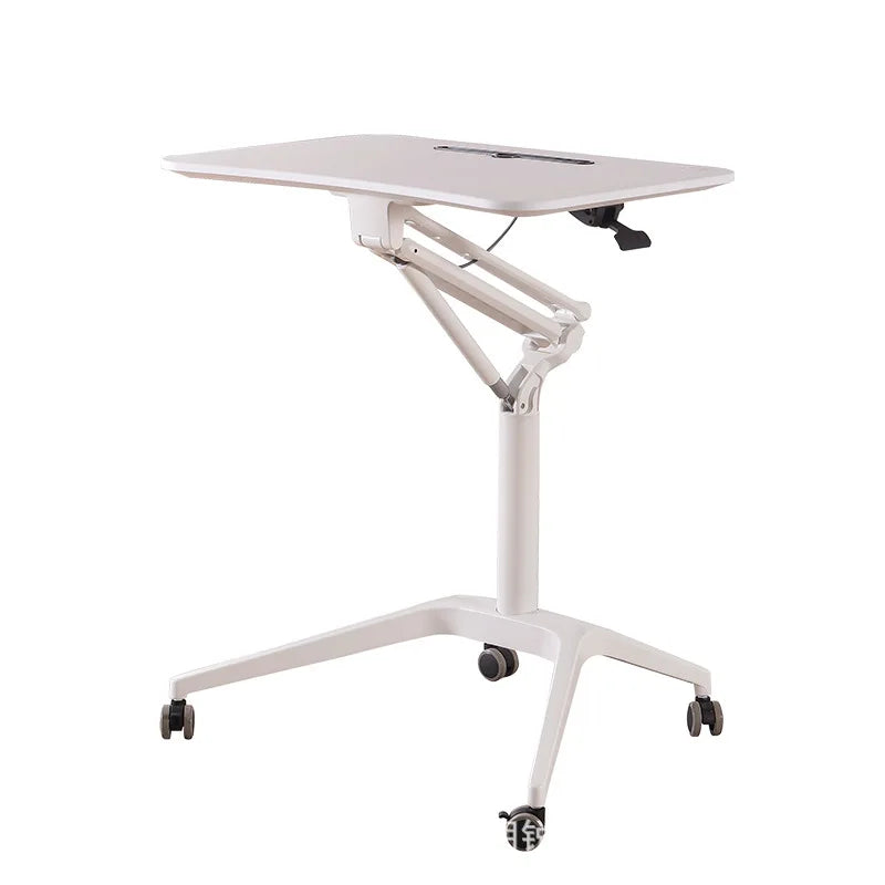 Pneumatic Adjustable Standing Desk with Wheels – Premium Movable Sit-Stand Table for Home & Office