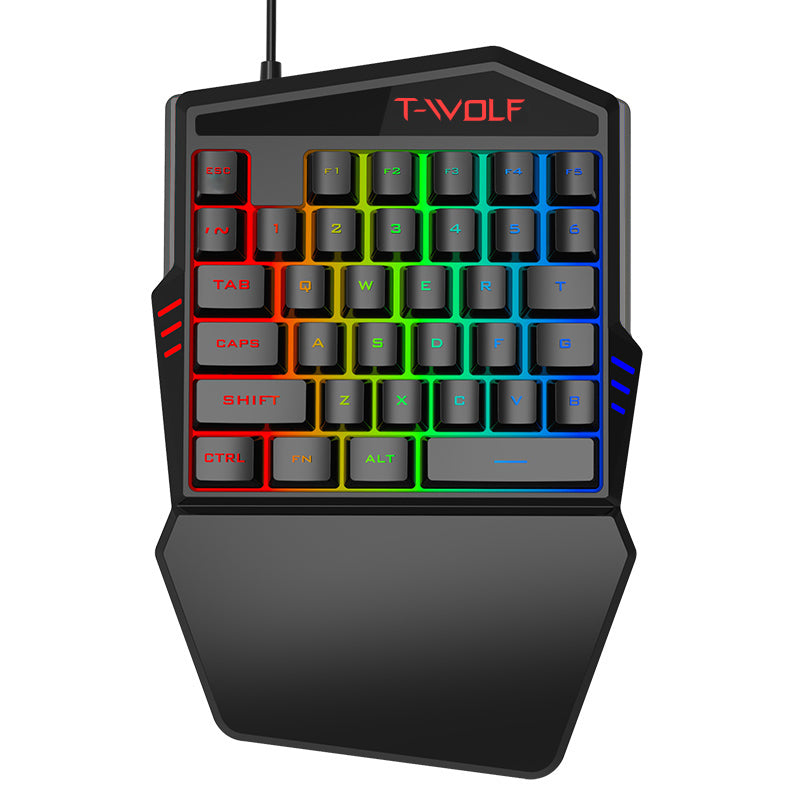 T19 One-Handed Gaming Keyboard – RGB Backlit, 40 Keys, Ergonomic Design