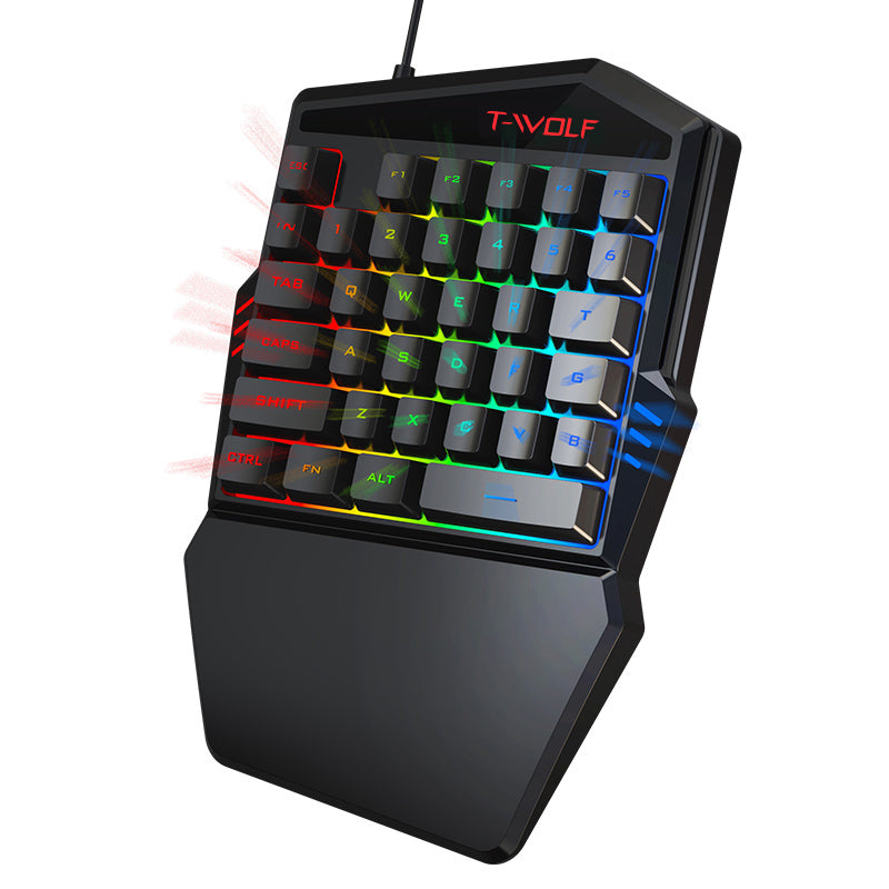 T19 One-Handed Gaming Keyboard – RGB Backlit, 40 Keys, Ergonomic Design
