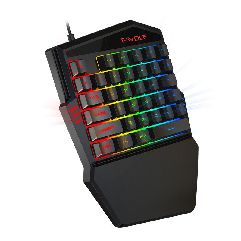 T19 One-Handed Gaming Keyboard – RGB Backlit, 40 Keys, Ergonomic Design
