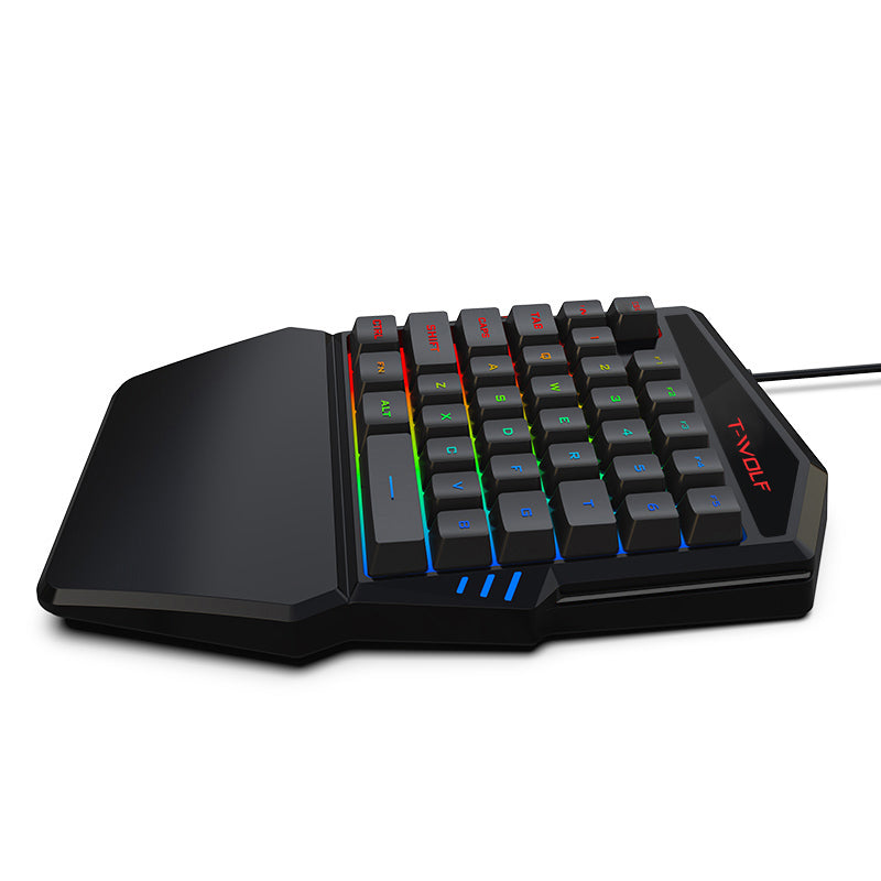 T19 One-Handed Gaming Keyboard – RGB Backlit, 40 Keys, Ergonomic Design