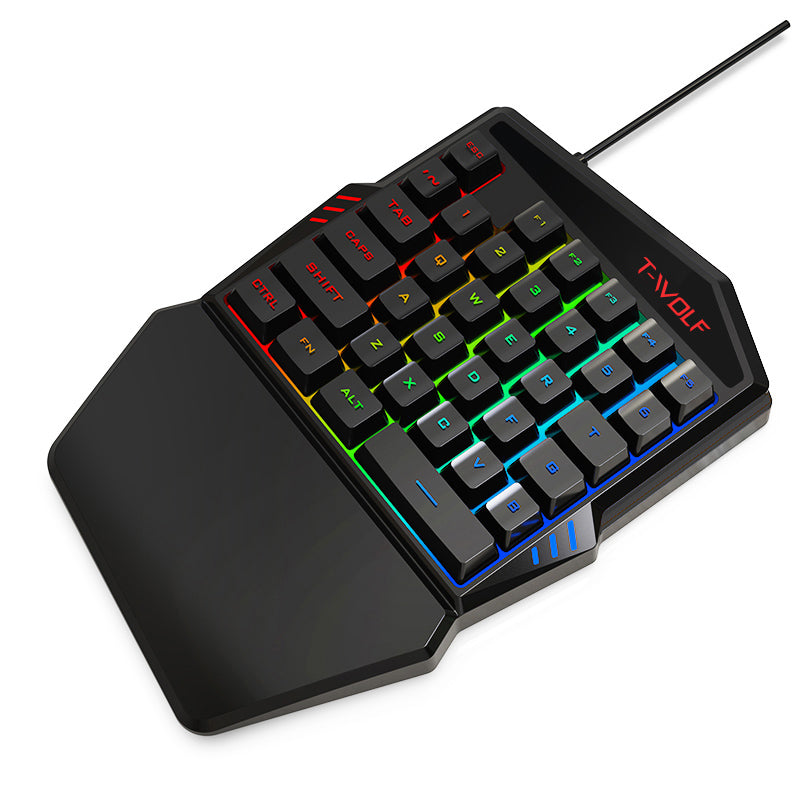 T19 One-Handed Gaming Keyboard – RGB Backlit, 40 Keys, Ergonomic Design