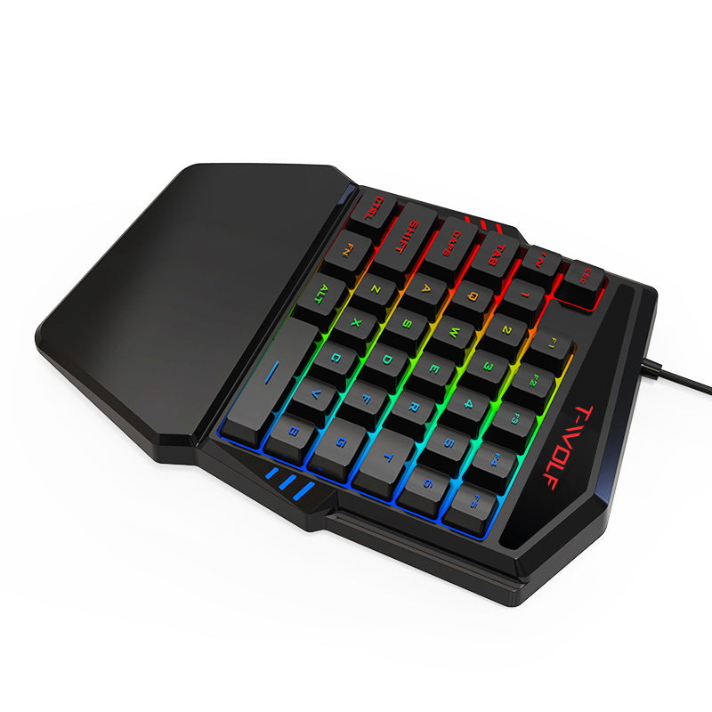 T19 One-Handed Gaming Keyboard – RGB Backlit, 40 Keys, Ergonomic Design